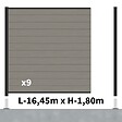 DECKLINEA - Kit Clôture Composite RIO Platines 16,5x1,8m - Bois composite & Aluminium - Poteaux Noir sur Platines - Brise vue - vignette