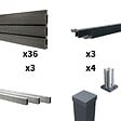 DECKLINEA - Kit Clôture Composite SANTOS Ardoise 5,5x1,8m - Bois composite & Aluminium - Poteaux sur Platines Gris - Brise vue - Palissade - vignette
