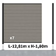 DECKLINEA - Kit Clôture Composite RIO Platines 13x1,8m - Bois composite & Aluminium - Poteaux Noir sur Platines - Brise vue - vignette