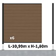 DECKLINEA - Kit Clôture Composite RIO Bronze 11x1,8m - Bois composite & Aluminium - Poteaux sur Platines Noir - Brise vue - vignette