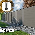 DECKLINEA - Kit Clôture Composite RIO Platines 14,5x1,8m - Bois composite & Aluminium - Poteaux Noir sur Platines - Brise vue - vignette