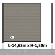 DECKLINEA - Kit Clôture Composite RIO Platines 14,5x1,8m - Bois composite & Aluminium - Poteaux Noir sur Platines - Brise vue - vignette