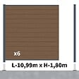 DECKLINEA - Kit Clôture Composite RIO Bronze 11x1,8m - Bois composite & Aluminium - Poteaux sur Platines Gris - Brise vue - vignette