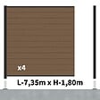 DECKLINEA - Kit Clôture Composite RIO Bronze 7,5x1,8m - Bois composite & Aluminium - Poteaux sur Platines Noir - Brise vue - vignette