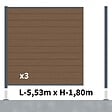 DECKLINEA - Kit Clôture Composite RIO Bronze 5,5x1,8m - Bois composite & Aluminium - Poteaux sur Platines Gris - Brise vue - vignette