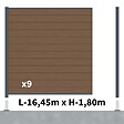 DECKLINEA - Kit Clôture Composite RIO Bronze 16,5x1,8m - Bois composite & Aluminium - Poteaux sur Platines Gris - Brise vue - vignette