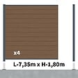 DECKLINEA - Kit Clôture Composite RIO Bronze 7,5x1,8m - Bois composite & Aluminium - Poteaux sur Platines Gris - Brise vue - vignette