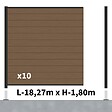 DECKLINEA - Kit Clôture Composite RIO Bronze 18x1,8m - Bois composite & Aluminium - Poteaux sur Platines Noir - Brise vue - vignette