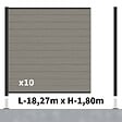 DECKLINEA - Kit Clôture Composite RIO Platines 18x1,8m - Bois composite & Aluminium - Poteaux Noir sur Platines - Brise vue - vignette
