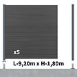 DECKLINEA - Kit Clôture Composite CRUZ Ardoise 9x1,8m - Bois composite & Aluminium - Poteaux sur Platines Gris - Brise vue - Palissade - vignette
