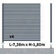 DECKLINEA - Kit Clôture Ajourée Aluminium OLINDA Anthracite 7,38x1,8m Poteaux sur Platines - Dimension des Lames : 21x45x1780 mm - Brise vue - Palissade - vignette