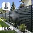 DECKLINEA - Kit Clôture Ajourée Aluminium OLINDA Anthracite 16,5x1,8m Poteaux sur Platines - Dimension des Lames : 21x100x1780 mm - Brise vue - Palissade - vignette
