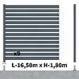 DECKLINEA - Kit Clôture Ajourée Aluminium OLINDA Anthracite 16,5x1,8m Poteaux sur Platines - Dimension des Lames : 21x100x1780 mm - Brise vue - Palissade - vignette