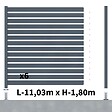 DECKLINEA - Kit Clôture Ajourée Aluminium OLINDA Anthracite 11,03x1,8m Poteaux sur Platines - Dimension des Lames : 21x100x1780 mm - Brise vue - Palissade - vignette