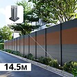 DECKLINEA - Kit Clôture Aluminium BAHIA & CRUZ Teck 14,68x1,8m - Aluminium et bois composite - Poteaux sur Platines gris - Brise vue - Palissade - vignette