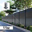 DECKLINEA - Kit Clôture Aluminium BAHIA & CRUZ Ardoise 11,03x1,8m - Aluminium et bois composite - Poteaux sur Platines gris - Brise vue - Palissade - vignette