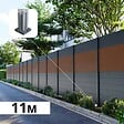 DECKLINEA - Kit Clôture Aluminium BAHIA & CRUZ Teck 11,03x1,8m - Aluminium et bois composite - Poteaux sur Platines gris - Brise vue - Palissade - vignette