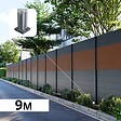 DECKLINEA - Kit Clôture Aluminium BAHIA & CRUZ Teck 9,20x1,8m - Aluminium et bois composite - Poteaux sur Platines gris - Brise vue - Palissade - vignette