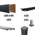 DECKLINEA - Kit Clôture Aluminium BAHIA & CRUZ Teck 18,33x1,8m - Aluminium et bois composite - Poteaux sur Platines gris - Brise vue - Palissade - vignette