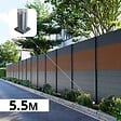 DECKLINEA - Kit Clôture Aluminium BAHIA & CRUZ Teck 5,5x1,8m - Aluminium et bois composite - Poteaux sur Platines gris - Brise vue - Palissade - vignette