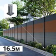 DECKLINEA - Kit Clôture Aluminium BAHIA & CRUZ Teck 16,5x1,8m - Aluminium et bois composite - Poteaux sur Platines gris - Brise vue - Palissade - vignette