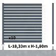 DECKLINEA - Kit Clôture Ajourée Aluminium OLINDA Anthracite 18,33x1,8m Poteaux sur Platines - Dimension des Lames : 21x100x1780 mm - Brise vue - Palissade - vignette