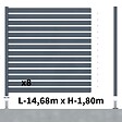 DECKLINEA - Kit Clôture Ajourée Aluminium OLINDA Anthracite 14,68x1,8m Poteaux sur Platines - Dimension des Lames : 21x100x1780 mm - Brise vue - Palissade - vignette