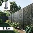 DECKLINEA - Kit Clôture Ajourée Aluminium OLINDA Anthracite 5,5x1,8m Poteaux sur Platines - Dimension des Lames : 21x45x1780 mm - Brise vue - Palissade - vignette