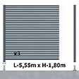 DECKLINEA - Kit Clôture Ajourée Aluminium OLINDA Anthracite 5,5x1,8m Poteaux sur Platines - Dimension des Lames : 21x45x1780 mm - Brise vue - Palissade - vignette