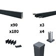 DECKLINEA - Kit Clôture Ajourée Aluminium OLINDA Anthracite 5,5x1,8m Poteaux sur Platines - Dimension des Lames : 21x45x1780 mm - Brise vue - Palissade - vignette