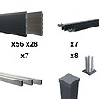 DECKLINEA - Kit Clôture Aluminium BAHIA & CRUZ Ardoise 12,85x1,8m - Aluminium et bois composite - Poteaux sur Platines gris - Brise vue - Palissade - vignette