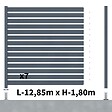 DECKLINEA - Kit Clôture Ajourée Aluminium OLINDA Anthracite 12,85x1,8m Poteaux sur Platines - Dimension des Lames : 21x100x1780 mm - Brise vue - Palissade - vignette