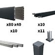 DECKLINEA - Kit Clôture Aluminium BAHIA & CRUZ Ardoise 18,33x1,8m - Aluminium et bois composite - Poteaux sur Platines gris - Brise vue - Palissade - vignette