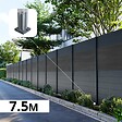 DECKLINEA - Kit Clôture Aluminium BAHIA & CRUZ Ardoise 7,38x1,8m - Aluminium et bois composite - Poteaux sur Platines gris - Brise vue - Palissade - vignette