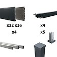 DECKLINEA - Kit Clôture Aluminium BAHIA & CRUZ Ardoise 7,38x1,8m - Aluminium et bois composite - Poteaux sur Platines gris - Brise vue - Palissade - vignette