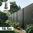 DECKLINEA - Kit Clôture Ajourée Aluminium OLINDA Anthracite 16,5x1,8m Poteaux sur Platines - Dimension des Lames : 21x45x1780 mm - Brise vue - Palissade - vignette
