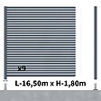 DECKLINEA - Kit Clôture Ajourée Aluminium OLINDA Anthracite 16,5x1,8m Poteaux sur Platines - Dimension des Lames : 21x45x1780 mm - Brise vue - Palissade - vignette
