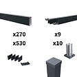 DECKLINEA - Kit Clôture Ajourée Aluminium OLINDA Anthracite 16,5x1,8m Poteaux sur Platines - Dimension des Lames : 21x45x1780 mm - Brise vue - Palissade - vignette