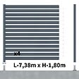 DECKLINEA - Kit Clôture Ajourée Aluminium OLINDA Anthracite 7,38x1,8m Poteaux sur Platines - Dimension des Lames : 21x100x1780 mm - Brise vue - Palissade - vignette