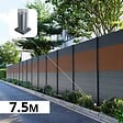 DECKLINEA - Kit Clôture Aluminium BAHIA & CRUZ Teck 7,38x1,8m - Aluminium et bois composite - Poteaux sur Platines gris - Brise vue - Palissade - vignette