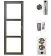GD MENUISERIES - Porte Coulissante Gris Taupe RAL 7006 Vitrage transparent H204 x L73 cm, serrure condamnation - vignette
