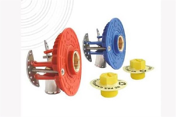 SOMATHERM FOR YOU - FIXOPLAC - Module double bain/douche - raccord à sertir coudé F15-21 - Tube Ø 13/16mm - bleu et rouge - large