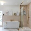 ESSEBAGNO - Square Paroi de douche verre anticalcaire et aluminium cadre complet 120 x 200 Or Brossé - vignette