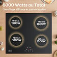 CIARRA - Table de cuisson à induction 4 Foyers 6000W Noir CD4BIH-F - vignette