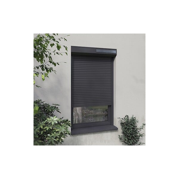 VOLET-MOUSTIQUAIRE - Volet roulant solaire radio-télécommandé H 160 cm x L 150 cm Alu Gris - large