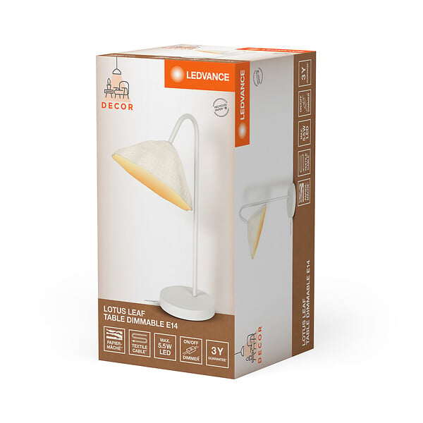 LEDVANCE - Lampe de table papier mâché Feuille de lotus Blanc E14 - large