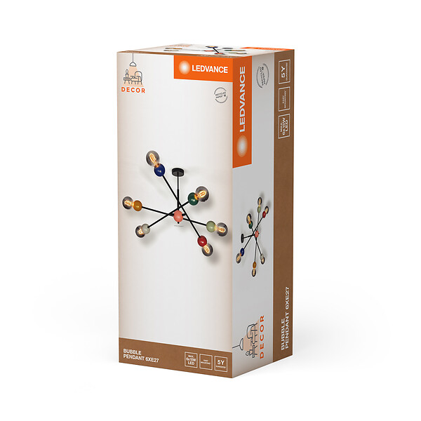 LEDVANCE - Suspension décorative 6 lumières - Métal multicolore - E27 - large