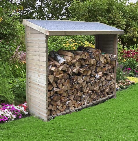 HABRITA - Abri range-bûches en bois - L.188xP.86xH.187cm - large