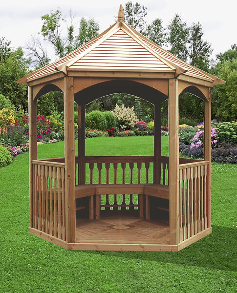 HABRITA - Pavillon de jardin hexagonal en pin - Diam.3.35m - H.3.15m - large