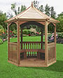 HABRITA - Pavillon de jardin hexagonal en pin - Diam.3.35m - H.3.15m - vignette